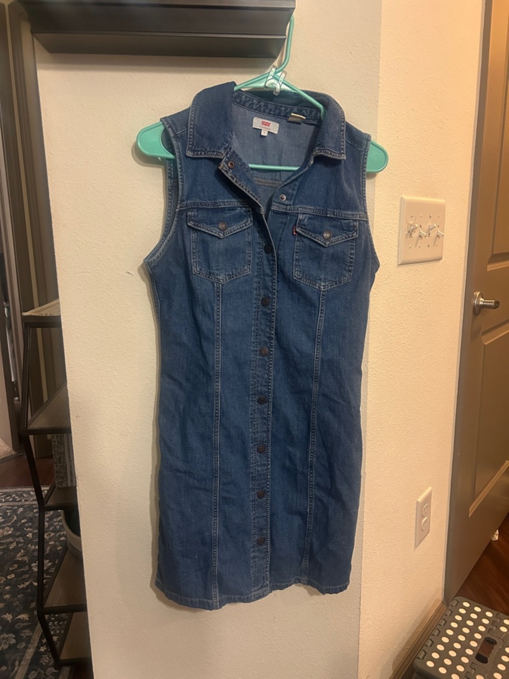 Levi's Dark Blue Sleeveless Button-Front Denim Dress